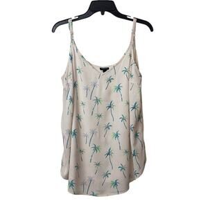 Torrid Ava Slub Cami Tank Top Size 2X Beige Palm Trees Sleeveless Rayon Shirt